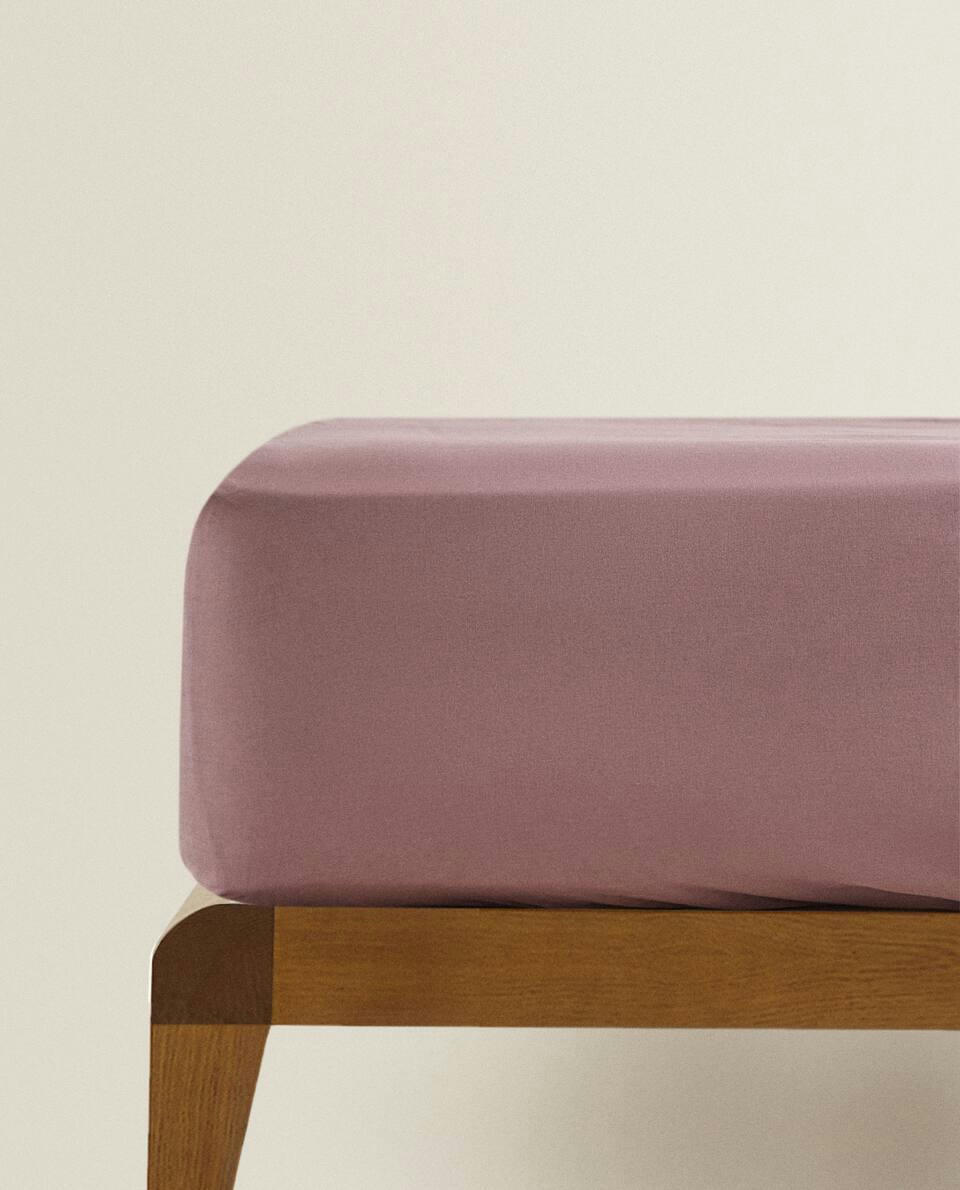 CHILDREN'S COTTON FITTED SHEET WITH TOPSTITCHING