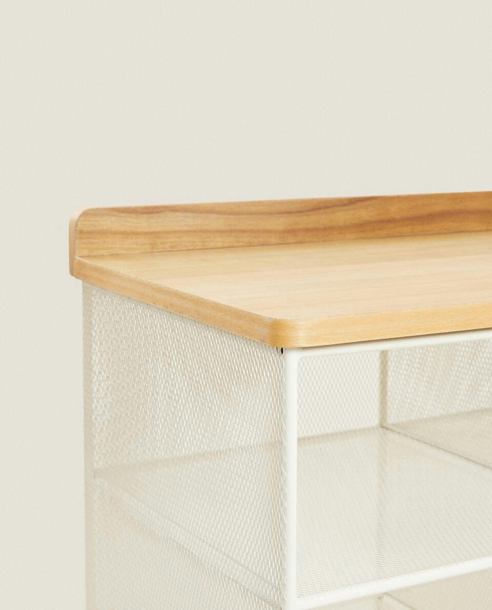 METAL AND WOOD BENCH