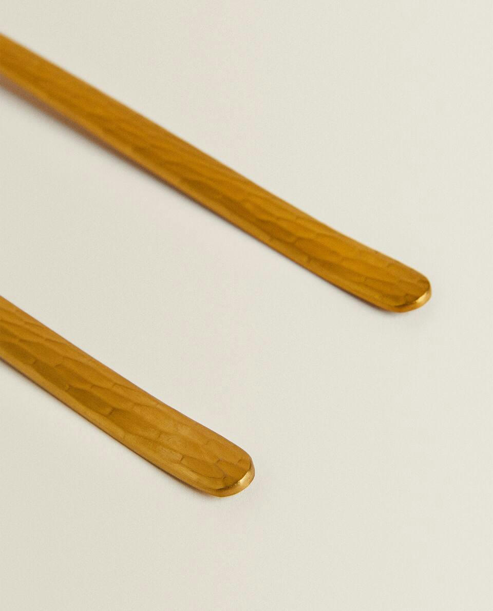 SET OF 2 HAMMERED HANDLE SERVING CUTLERY PIECES