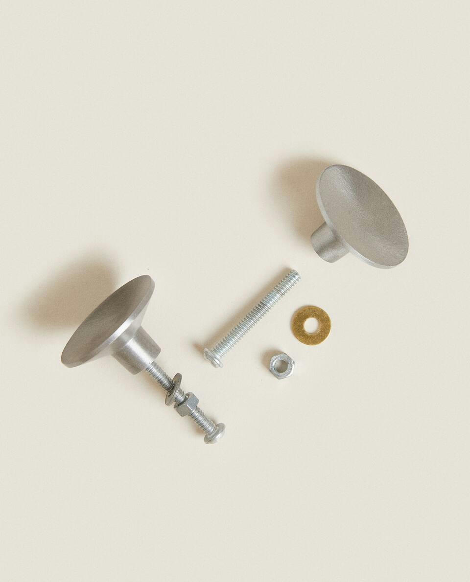 SILVER-COLOURED DOOR KNOB (PACK OF 2)