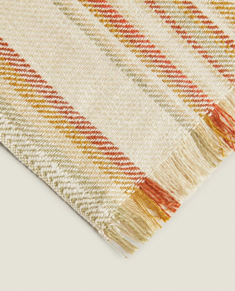 STRIPED COTTON AND LINEN BLANKET