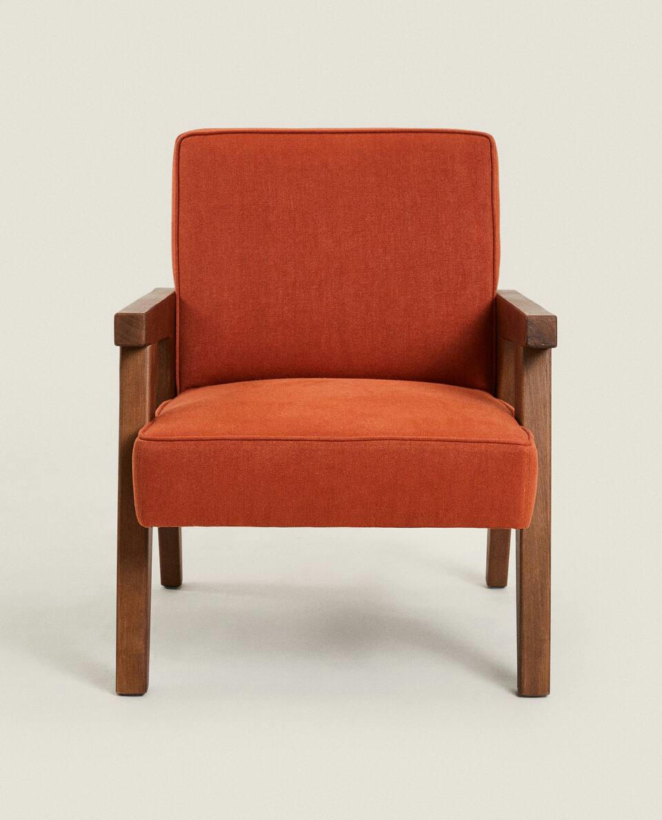 ZARA HOME BY BLASCO UPHOLSTERED WALNUT ARMCHAIR