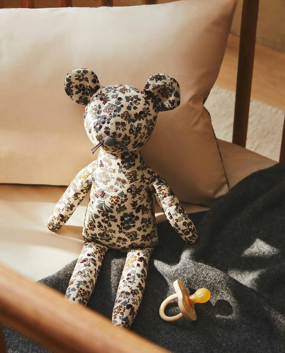 FLORAL PRINT FABRIC CHILDREN’S MOUSE SOFT TOY