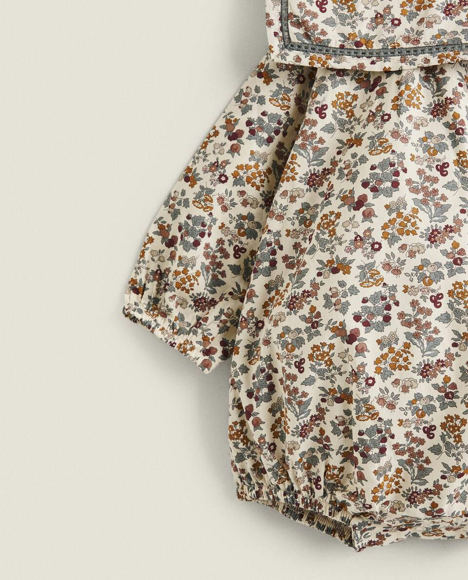 FLORAL PRINT FABRIC CHILDREN'S BODYSUIT