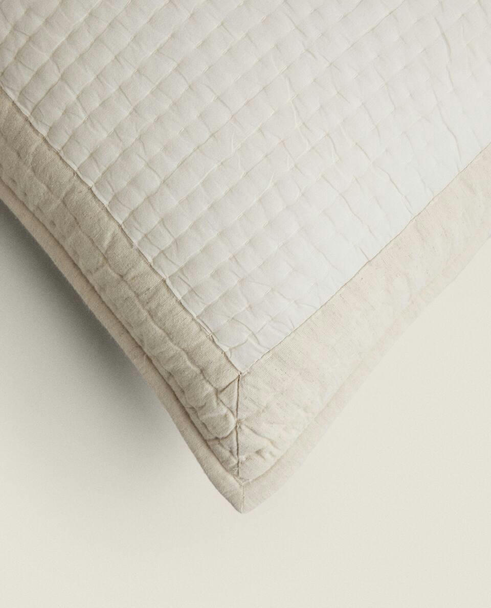 QUILTED LINEN CUSHION COVER
