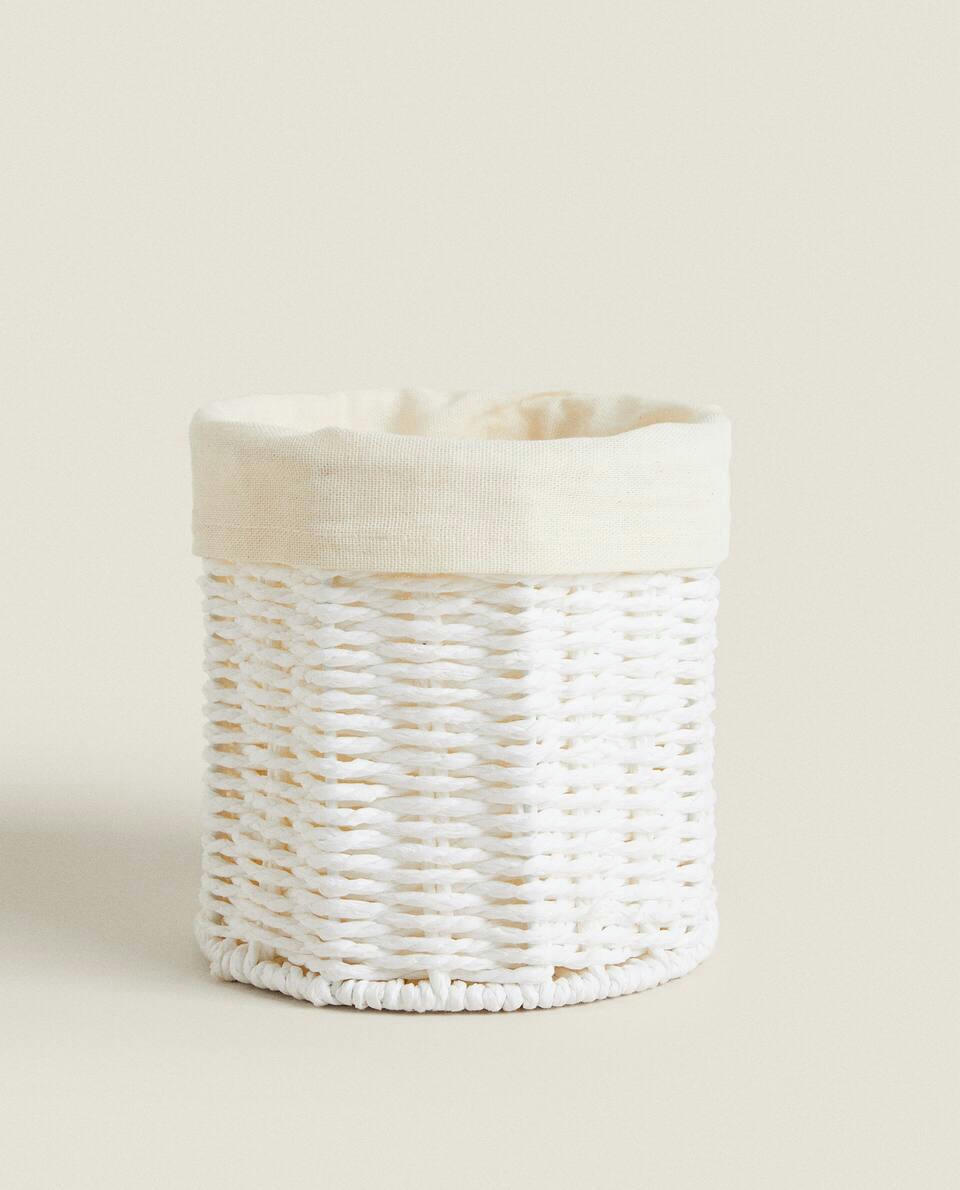ROUND FABRIC-LINED BASKET
