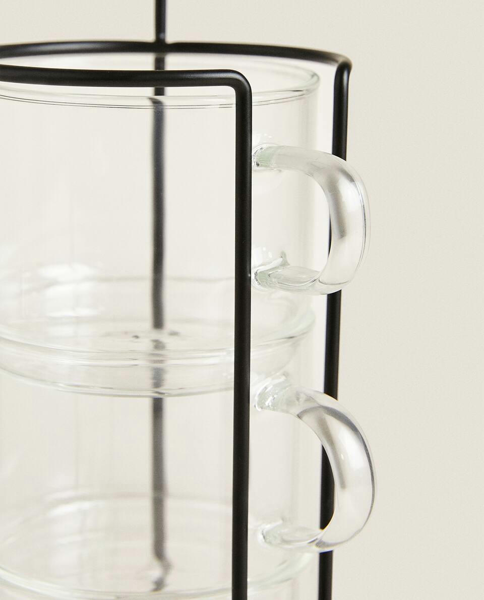 BOROSILICATE GLASS CUP TOWER (SET OF 4)