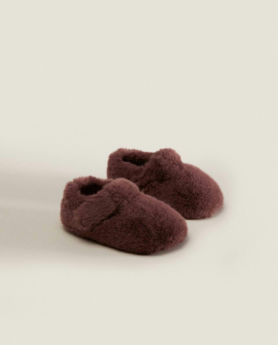 FAUX FUR BALLERINA SLIPPERS