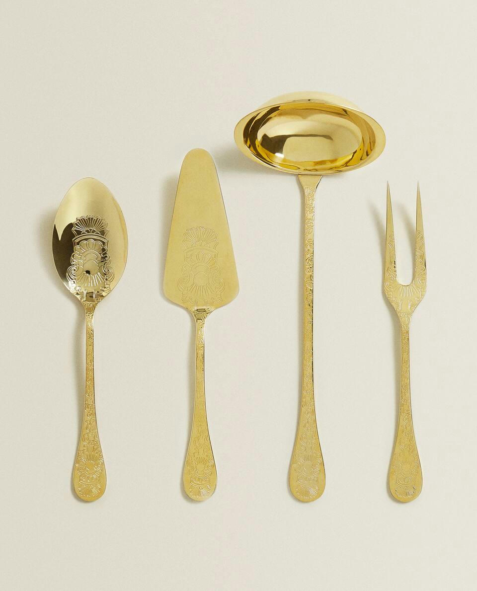 ENGRAVED GOLDEN SERVING SPOON