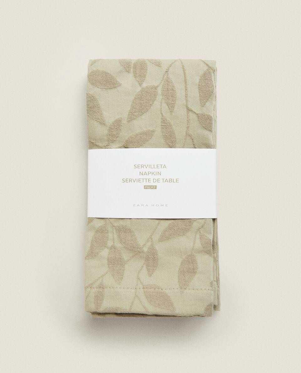JACQUARD LEAF NAPKINS (PACK OF 2)