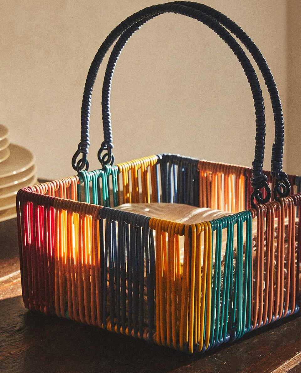 MULTICOLOURED WOVEN BASKET HANDLE