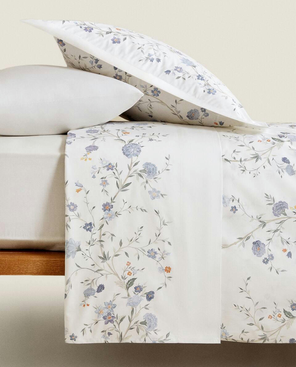 BLUE FLORAL PRINT DUVET COVER