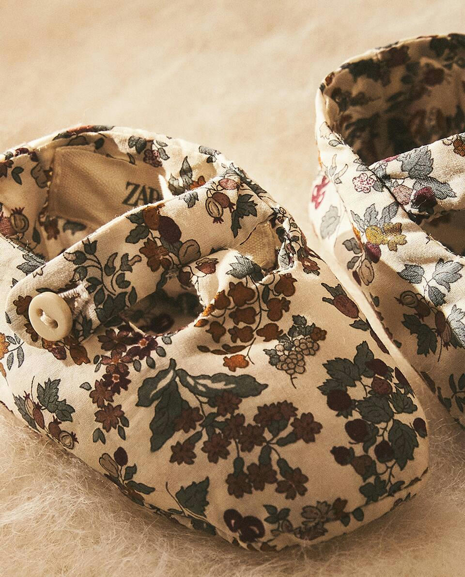FLORAL PRINT FABRIC CHILDREN'S BOOTIES