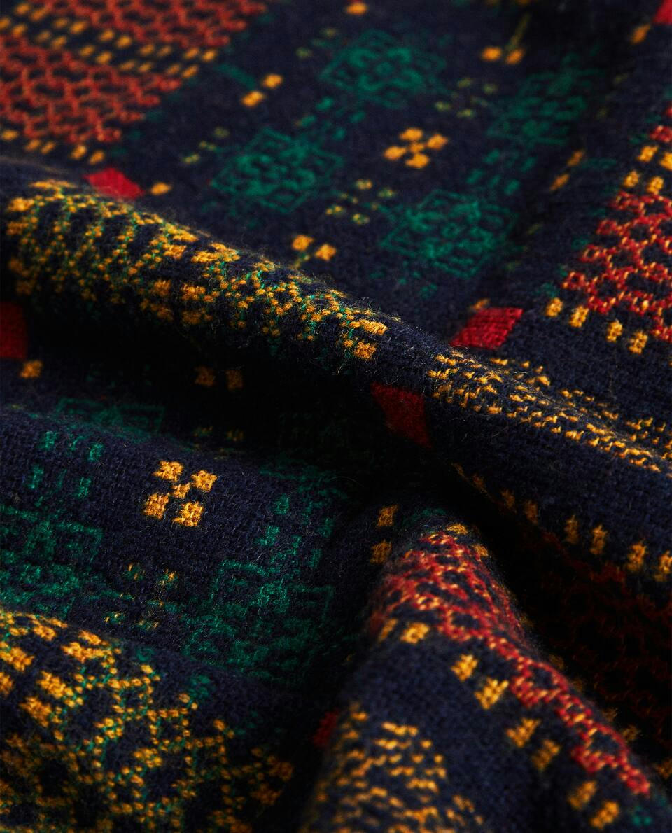 MULTICOLOURED CHRISTMAS JACQUARD WOOL BLANKET