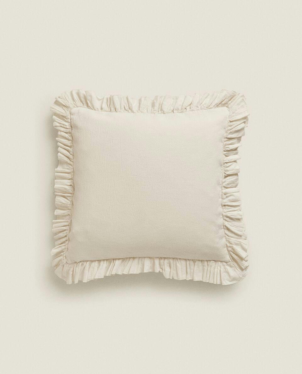 CUSHION COVER WITH PLEATED RUFFLE