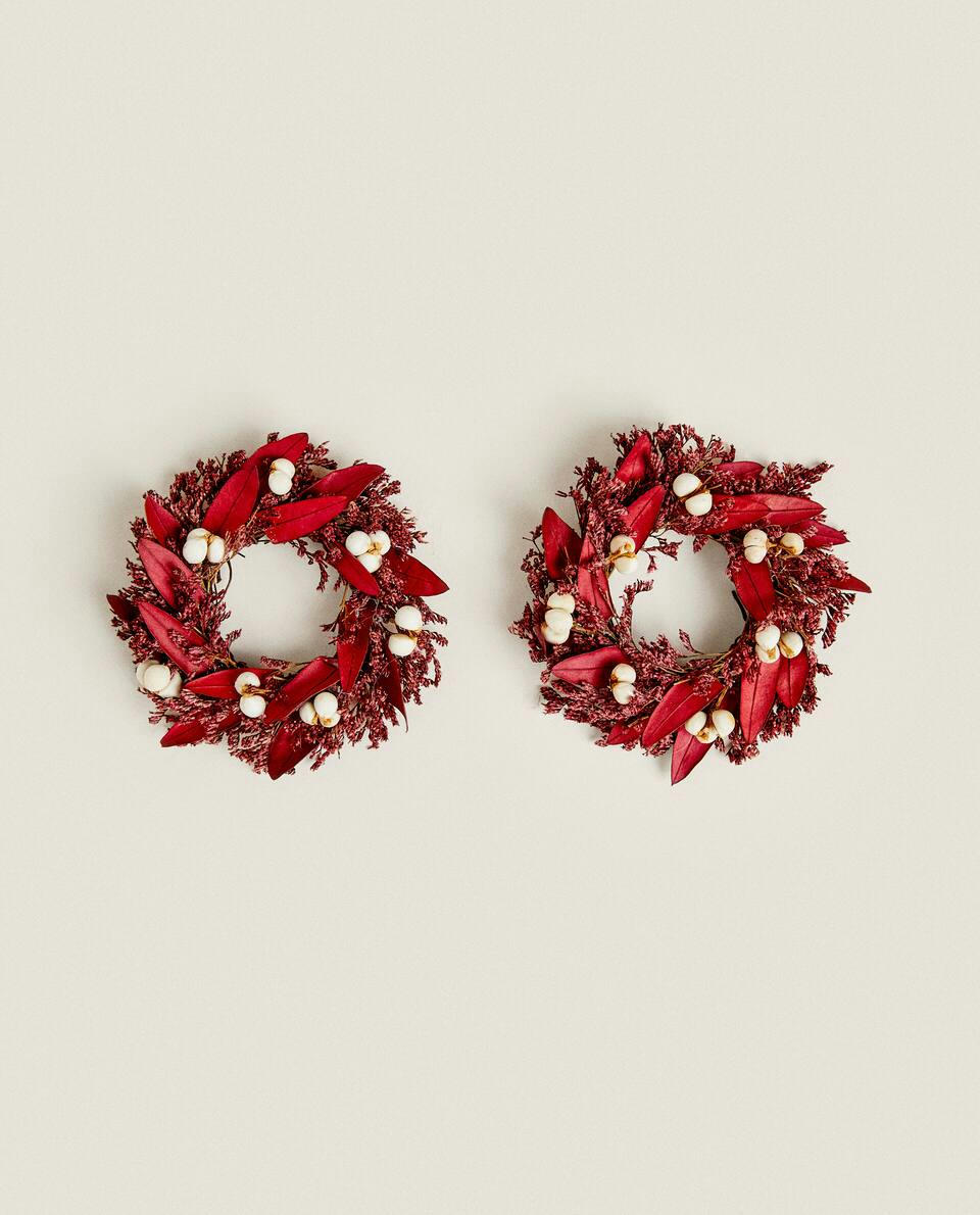 PACK OF DRIED CHRISTMAS FLOWER NAPKIN RINGS (PACK OF 2)