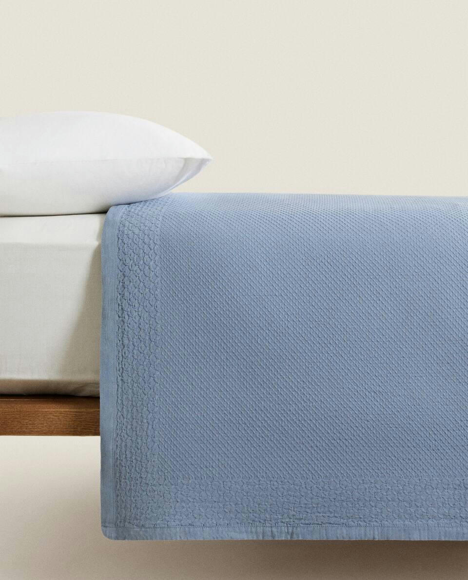WAFFLE TEXTURE COTTON BEDSPREAD