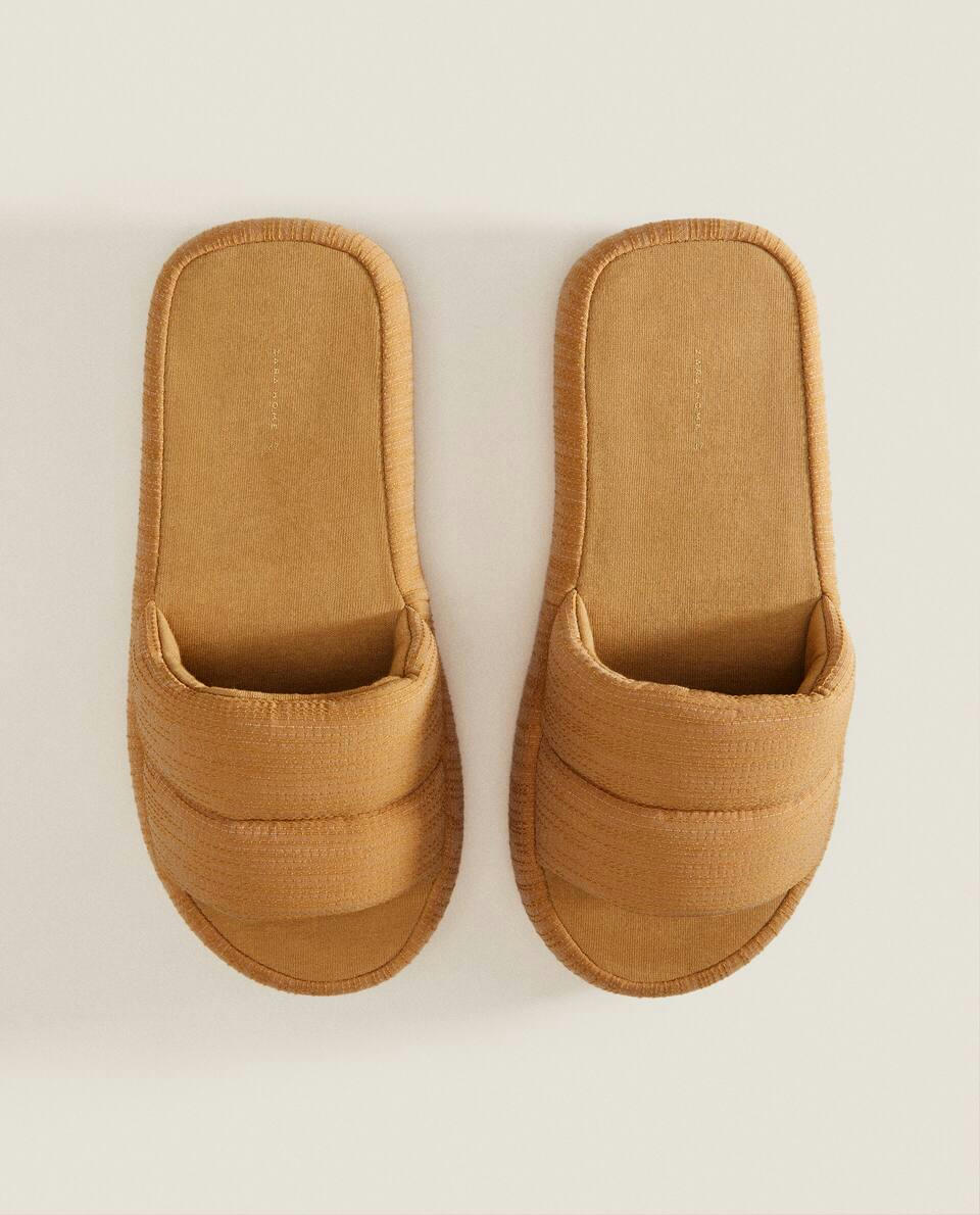 PLATFORM FABRIC SLIPPERS