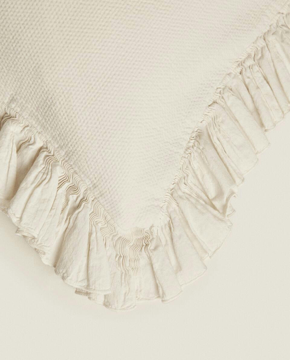 CUSHION COVER WITH PLEATED RUFFLE