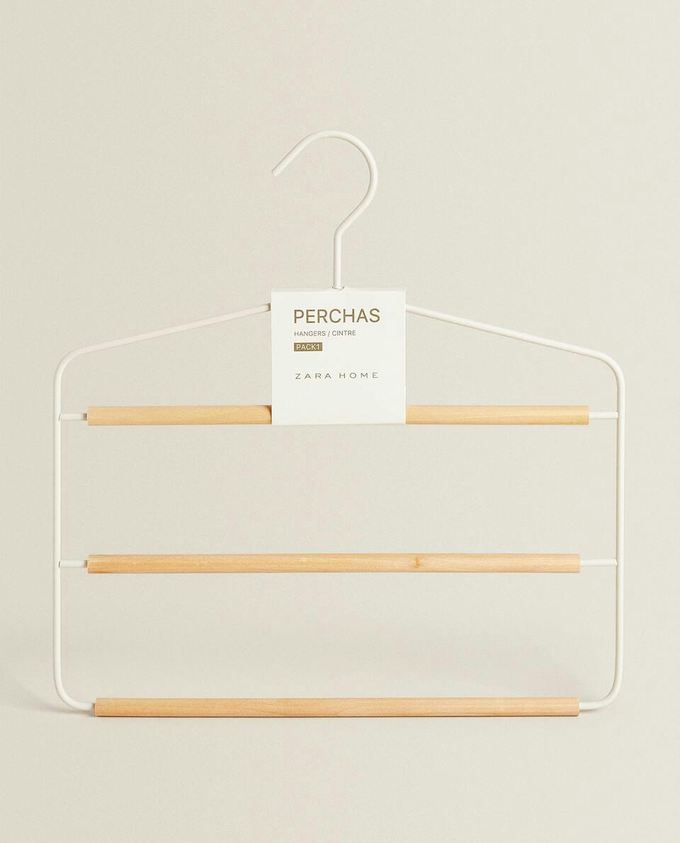 METAL AND WOOD TROUSER HANGER