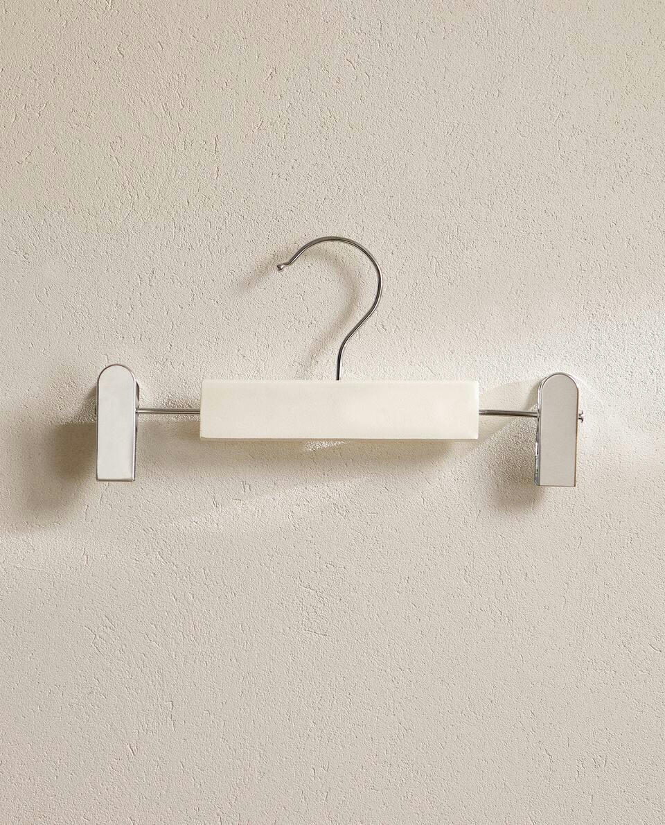 OYSTER WHITE WOODEN SKIRT HANGER (SET OF 3)