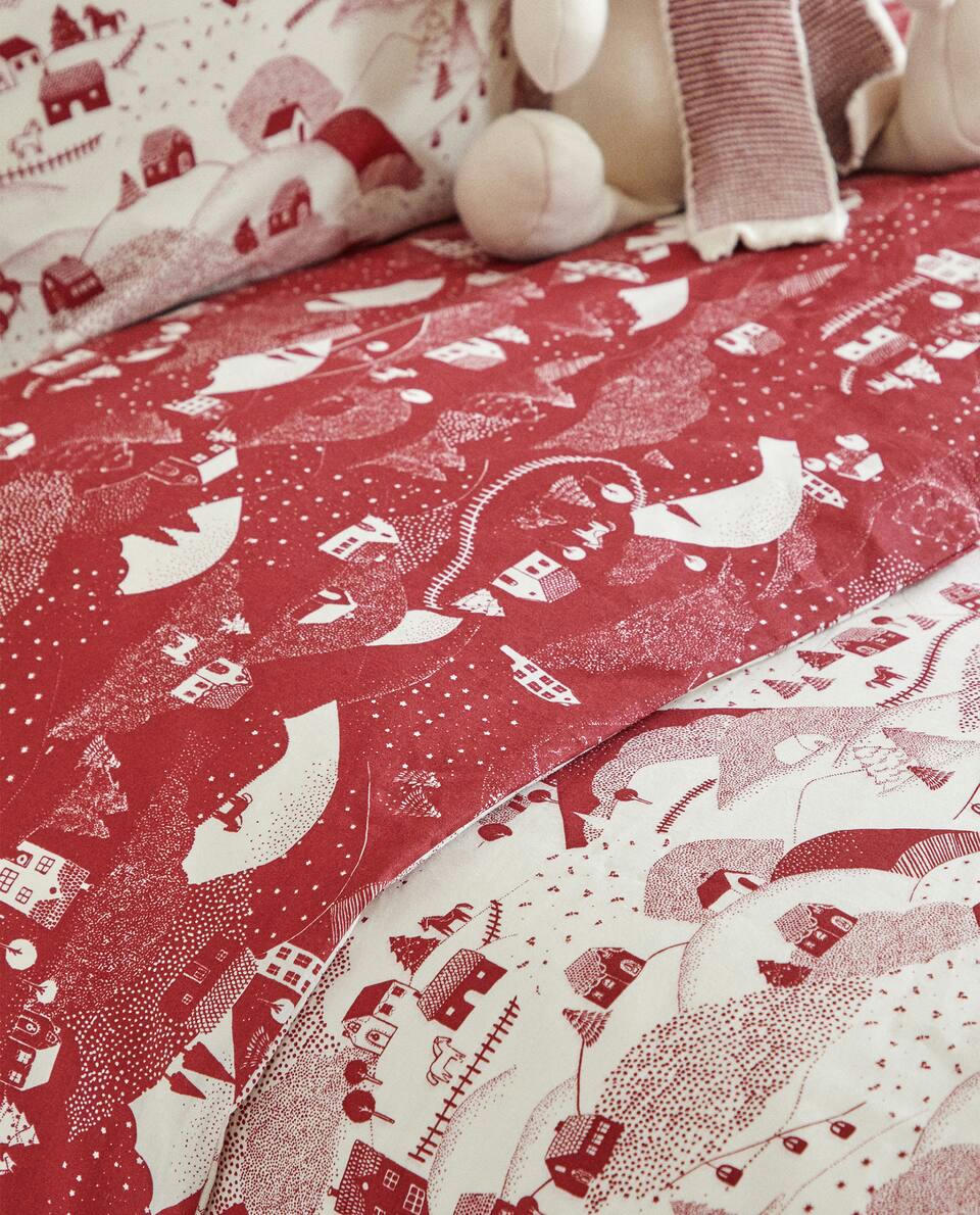 CHILDREN'S CHRISTMAS LANDSCAPE COTTON DUVET COVER