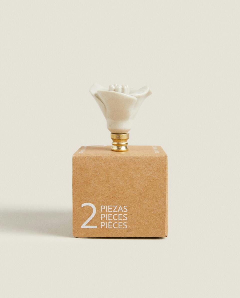 CERAMIC FLOWER DOOR KNOB (PACK OF 2)