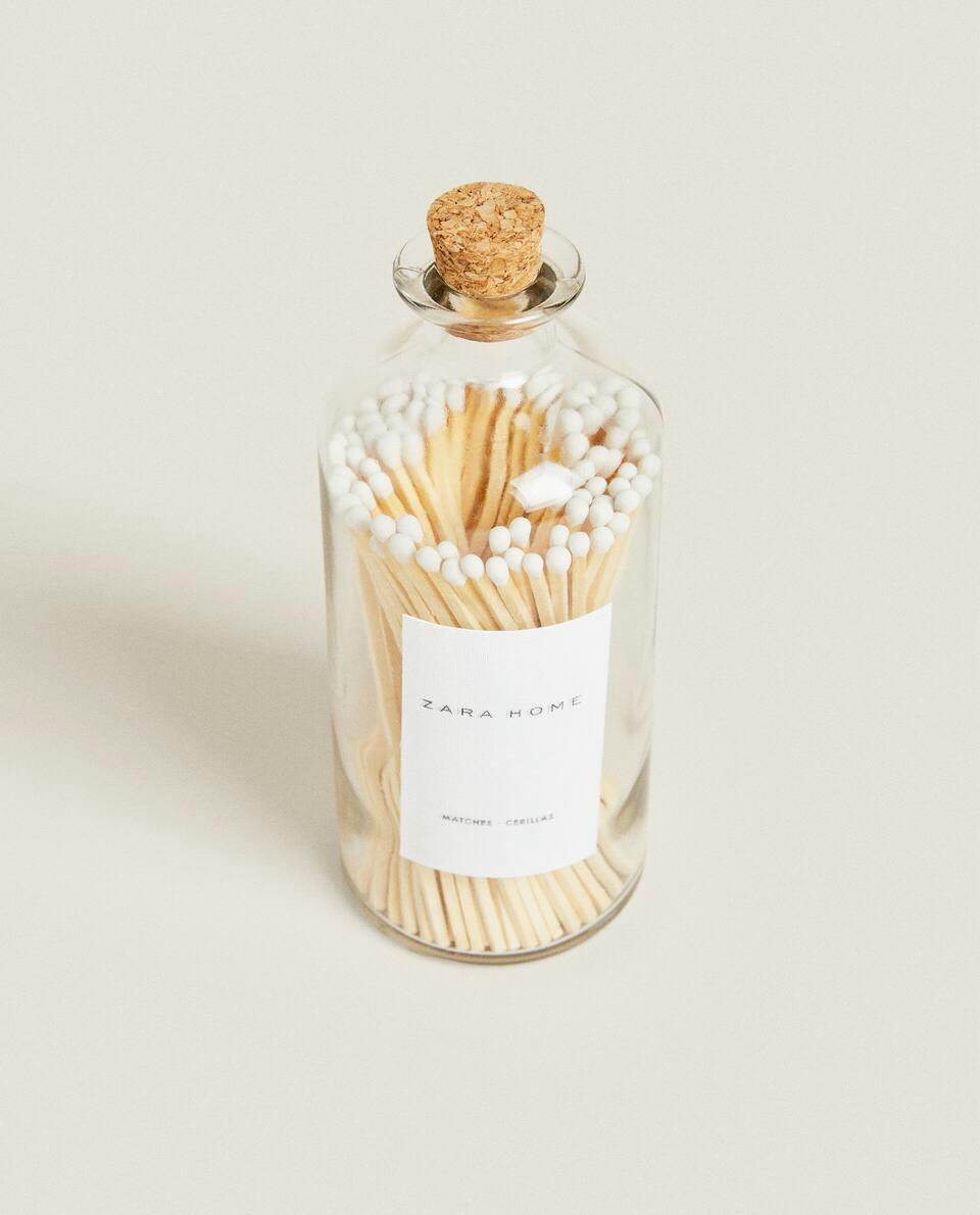 LARGE GLASS JAR WITH MATCHES