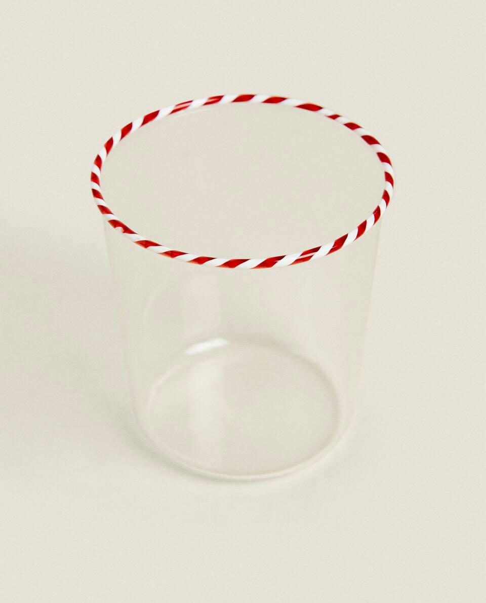 BOROSILICATE GLASS TUMBLER WITH CHRISTMAS CANDY CANE