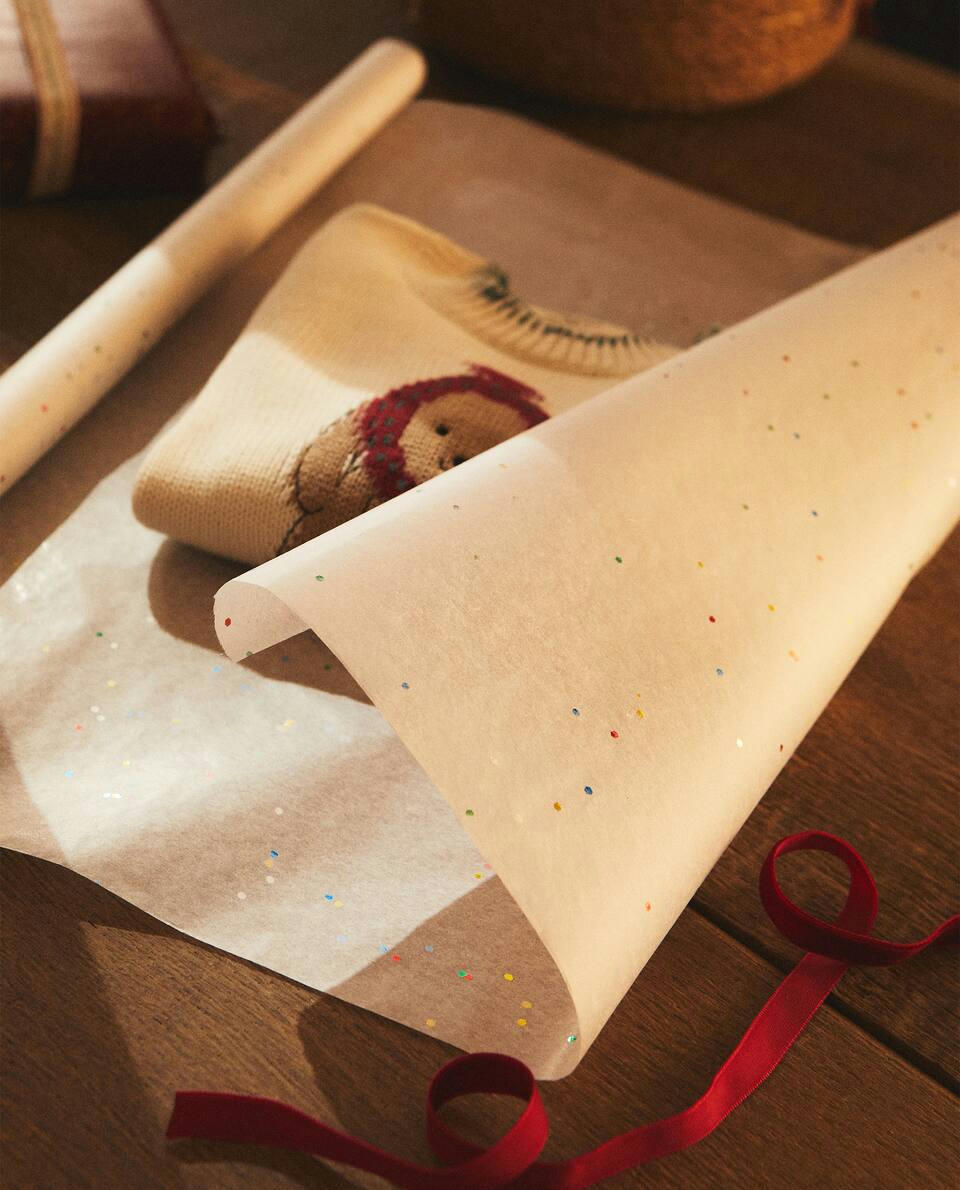 MULTICOLOURED GLITTER CHRISTMAS WRAPPING PAPER