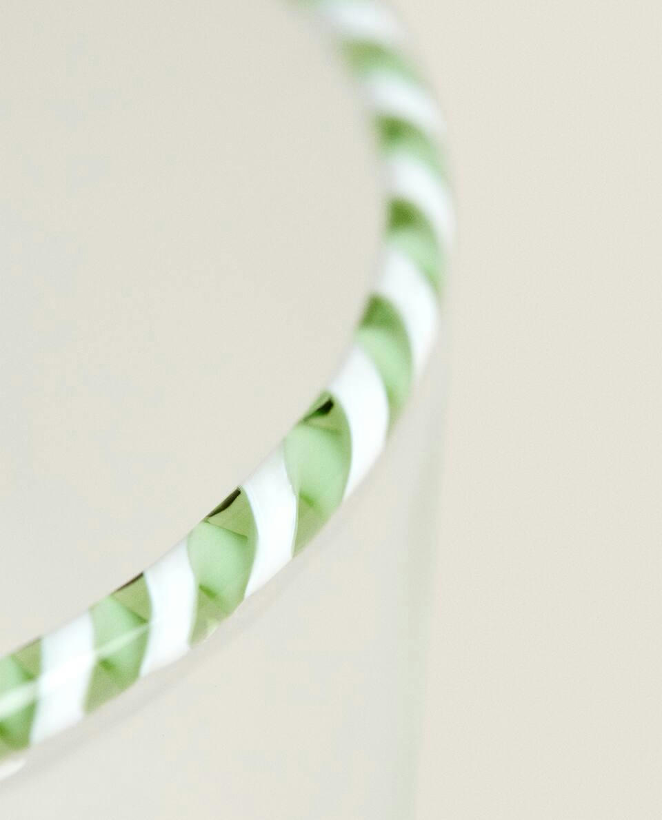 BOROSILICATE GLASS TUMBLER WITH CHRISTMAS CANDY CANE