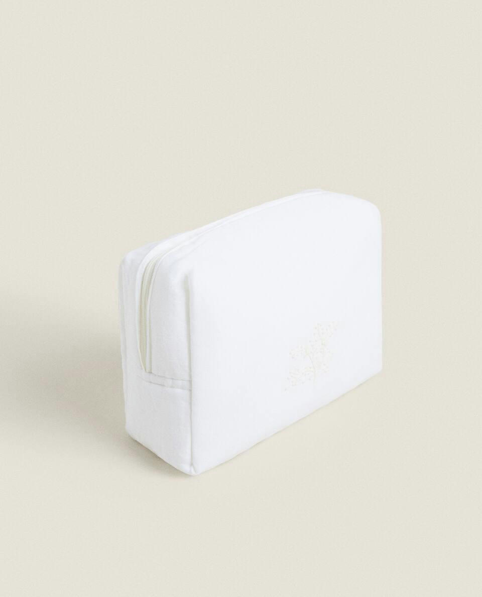 EMBROIDERED LINEN TOILETRY BAG