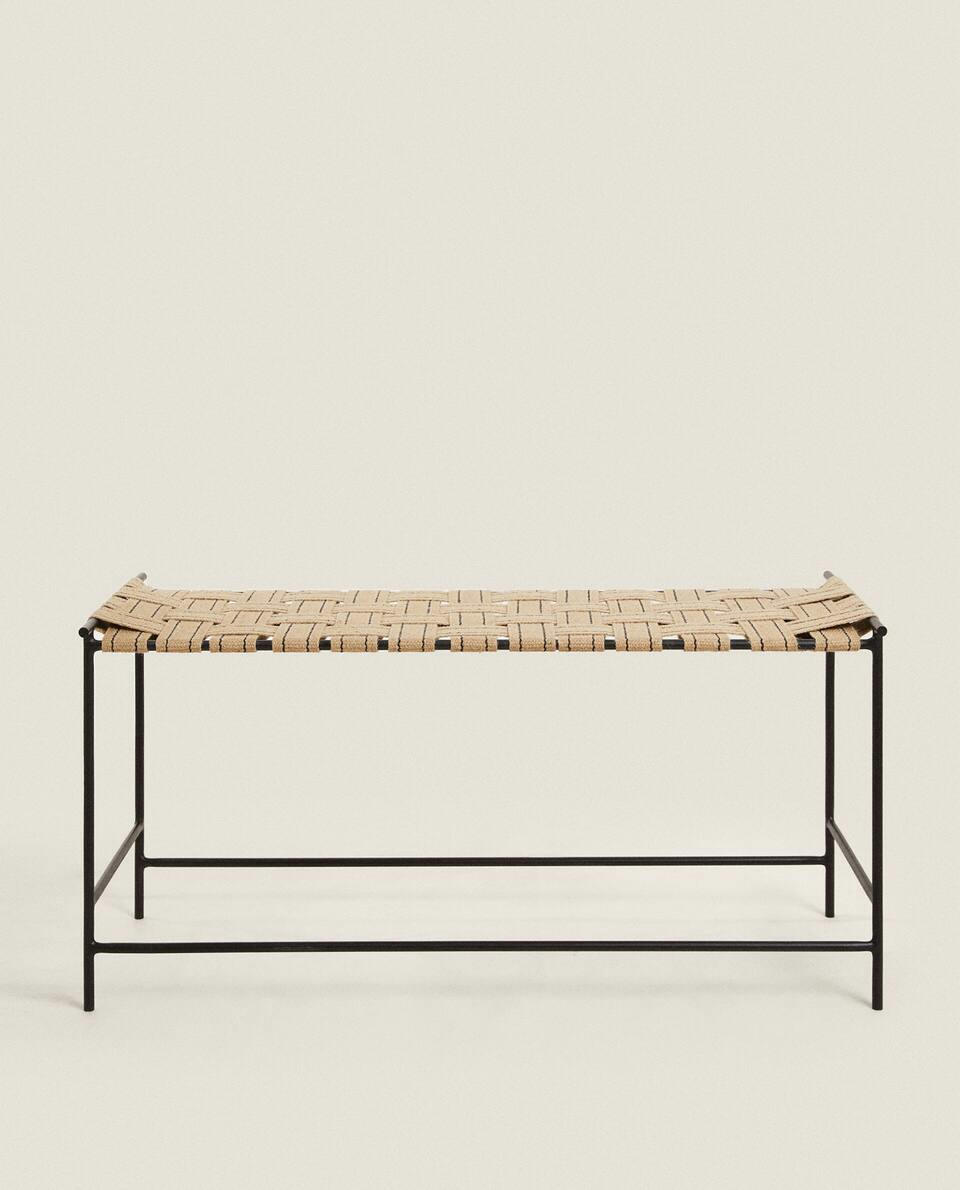 WOVEN JUTE METAL BENCH