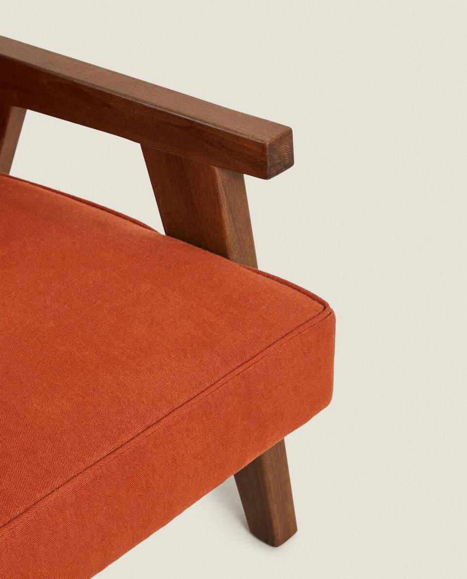 ZARA HOME BY BLASCO UPHOLSTERED WALNUT ARMCHAIR