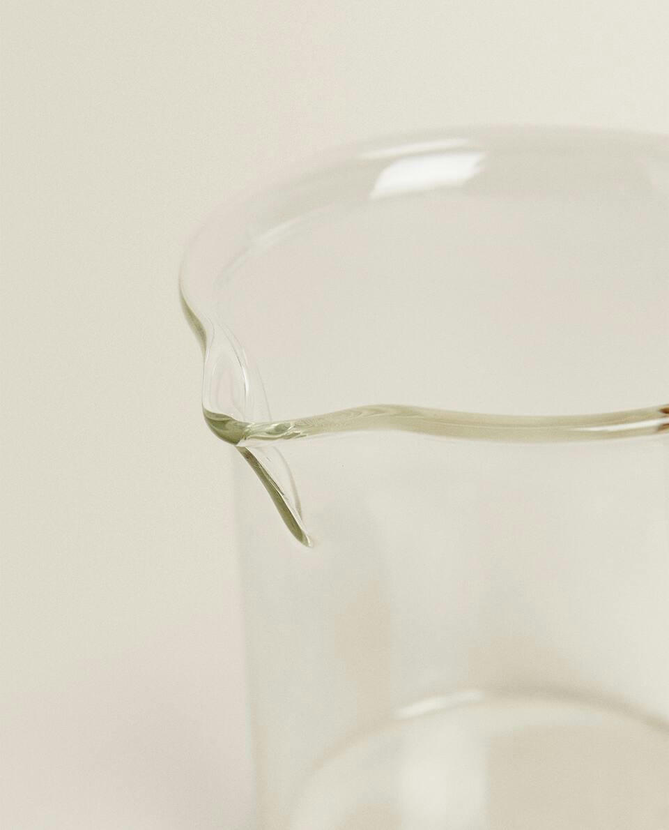 BOROSILICATE GLASS AND WOODEN MILK JUG