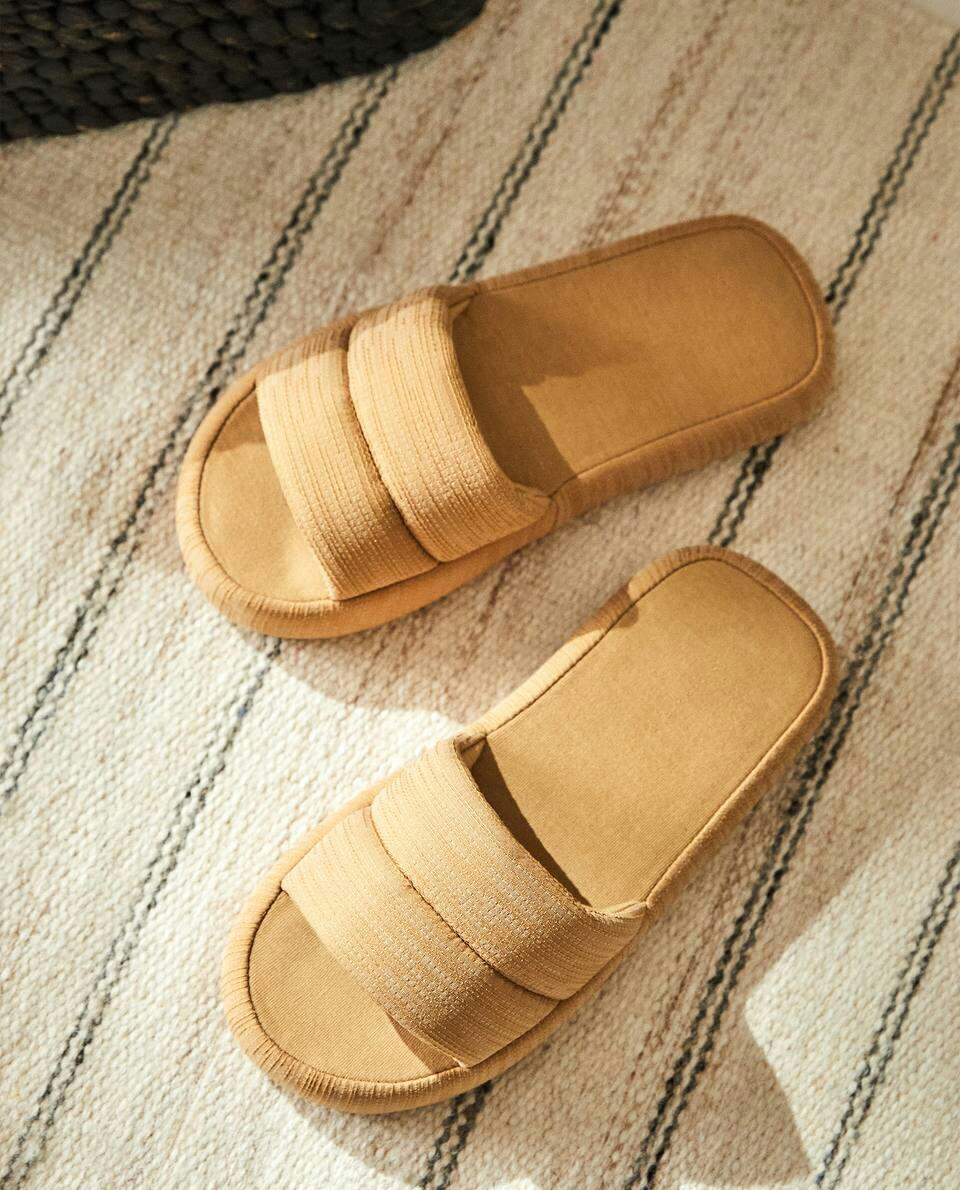 PLATFORM FABRIC SLIPPERS
