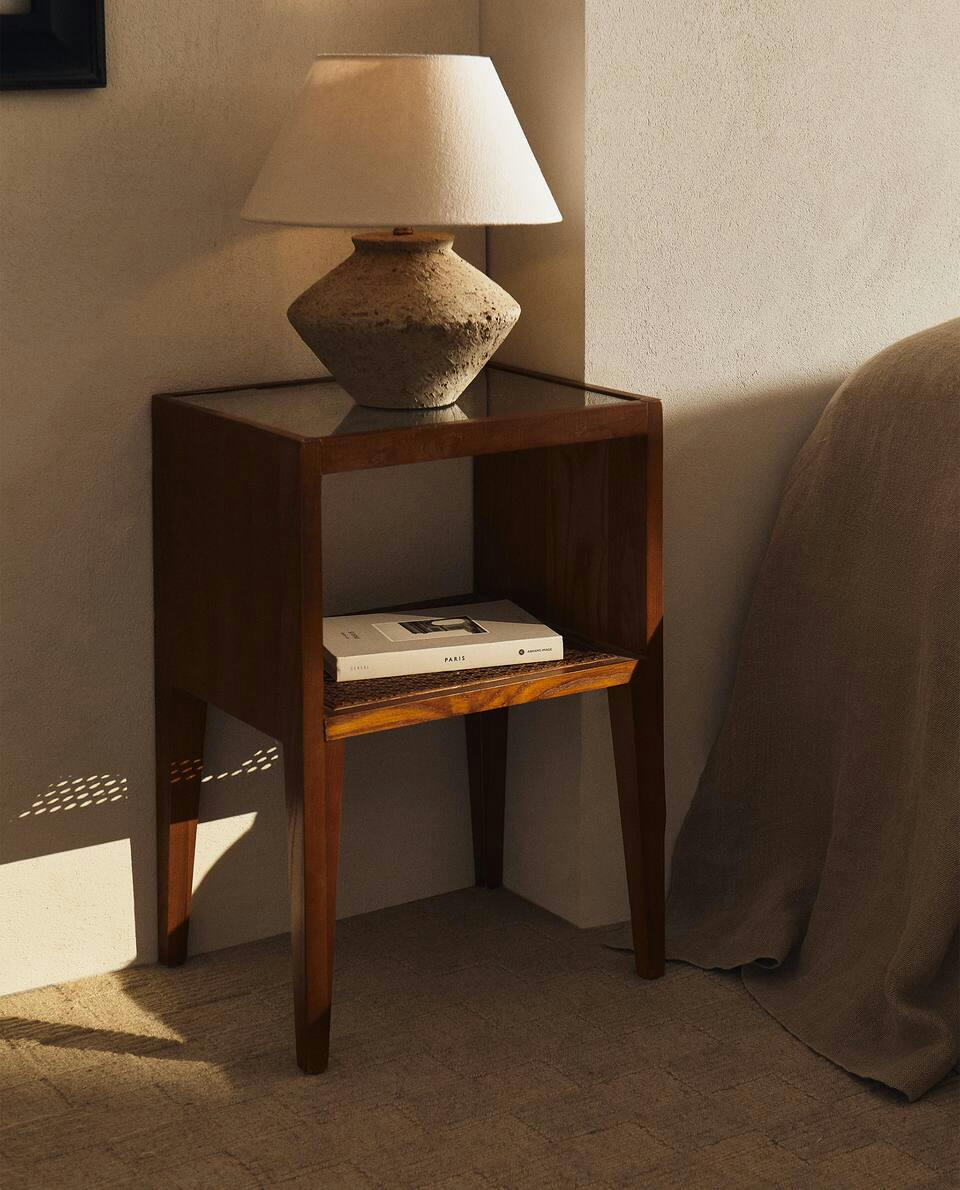 WOODEN BEDSIDE TABLE