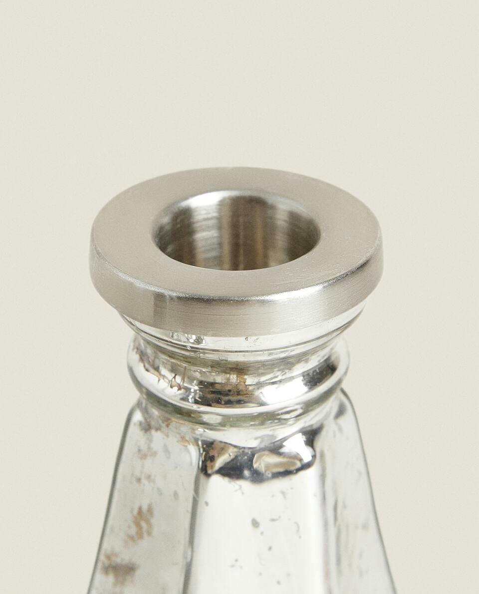 GEOMETRIC GLASS CHRISTMAS CANDLESTICK