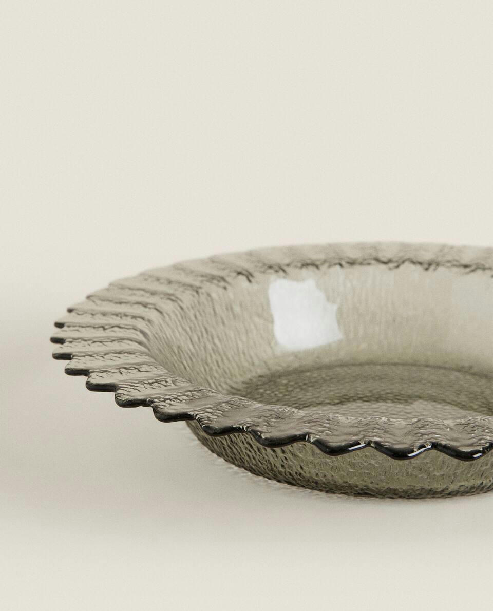 WAVY GLASS SERVING DISH & BOWL