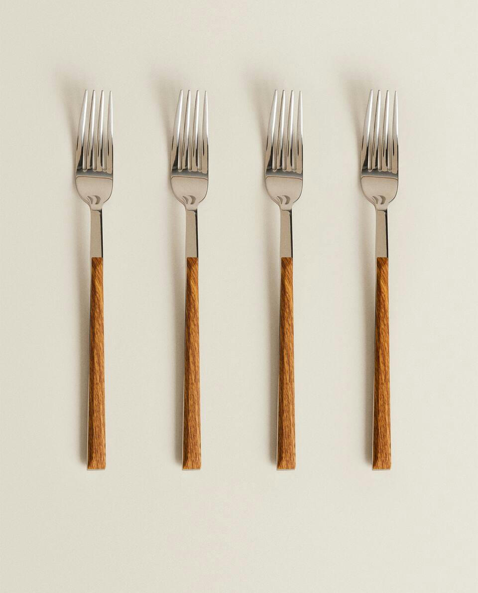 BOX 4 FORKS WITH WOOD-EFFECT HANDLES