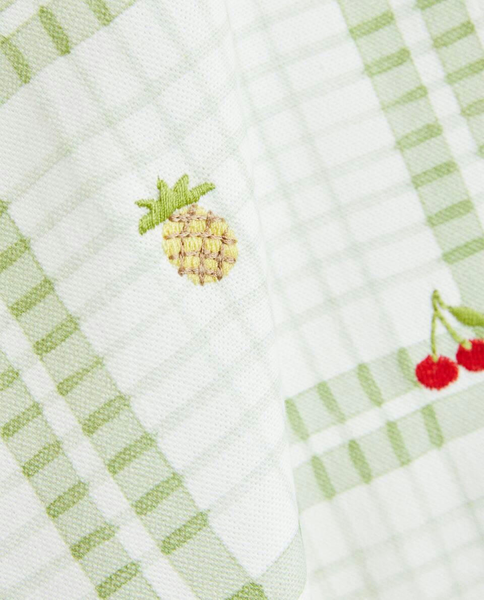 PRINTED AND EMBROIDERED TEA TOWEL