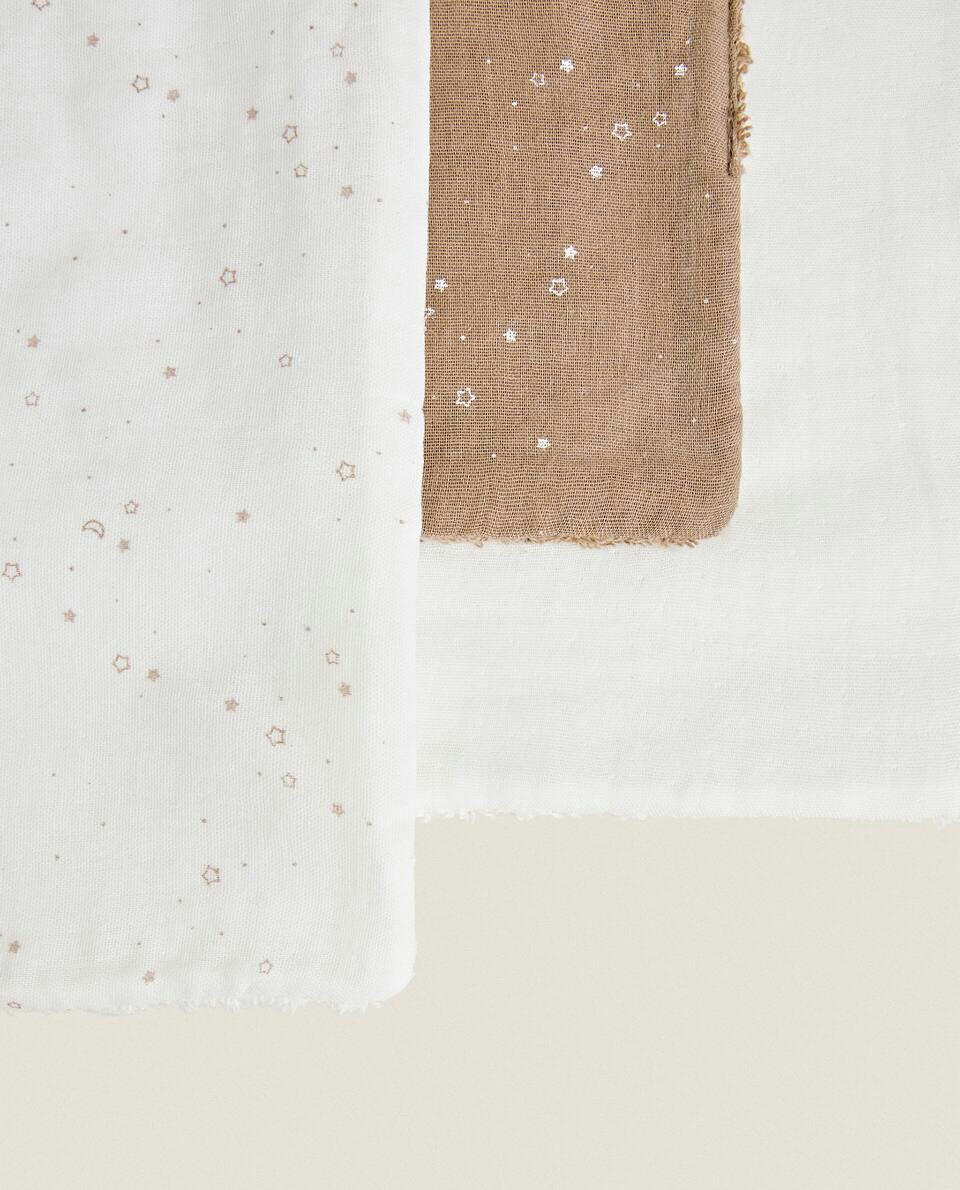 CHILDREN’S STAR PRINT MUSLIN CLOTH (PACK OF 3)