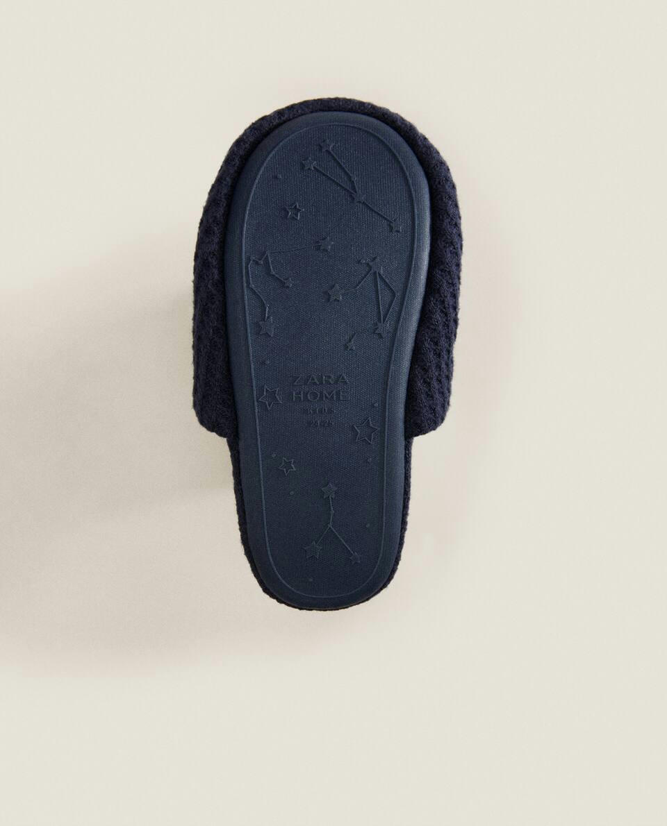WAFFLE FABRIC MULE SLIPPERS