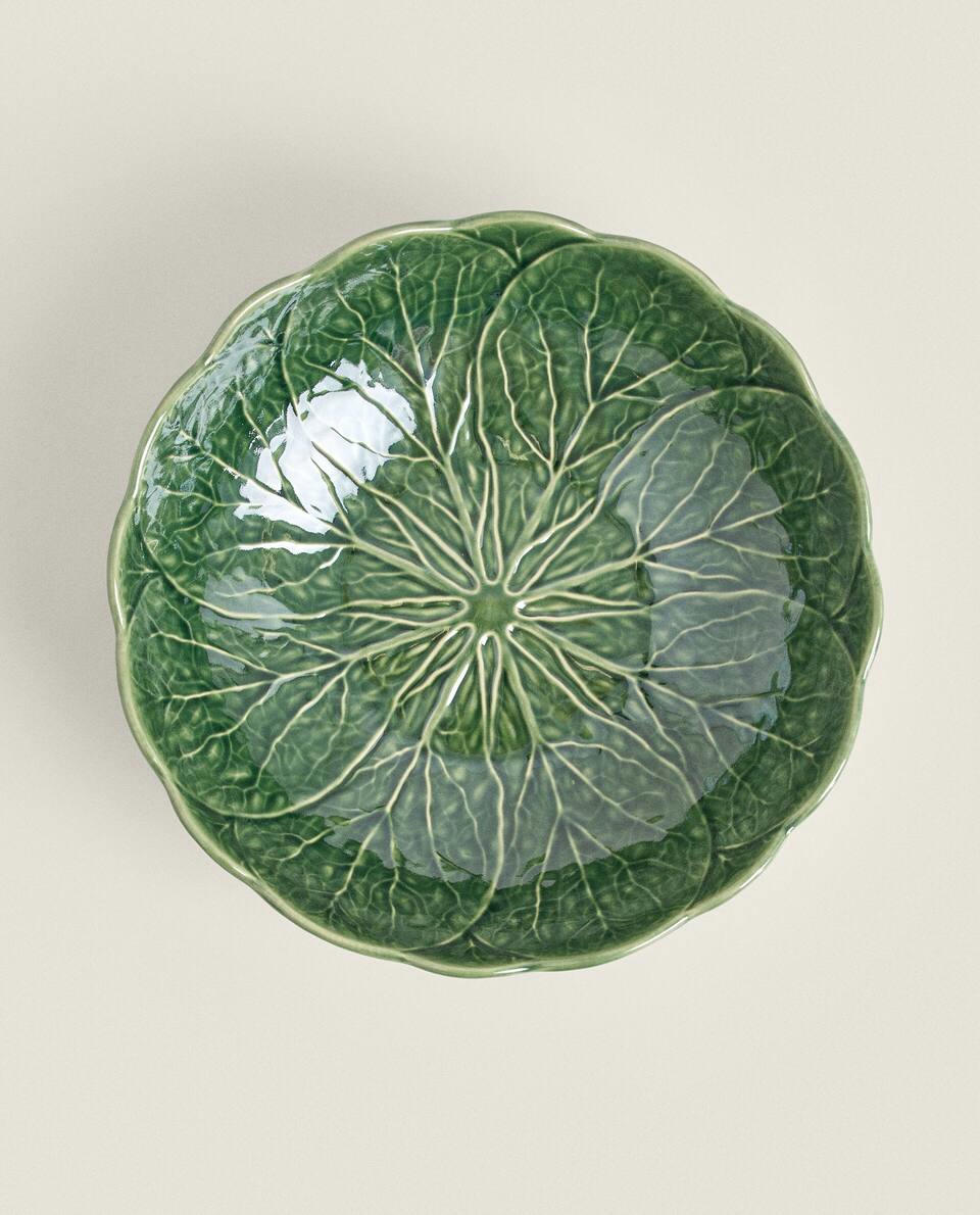 LEAF TRIM EARTHENWARE SALAD BOWL