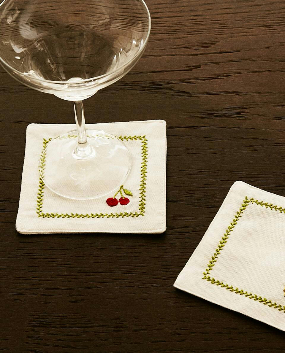 EMBROIDERED COTTON COASTERS