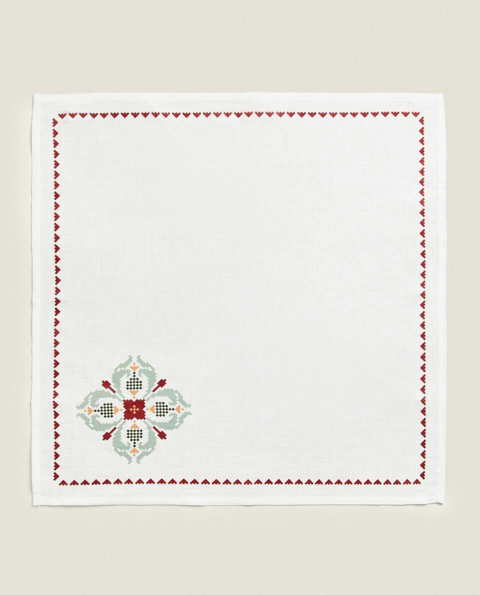PACK OF CROSS STITCH LINEN NAPKINS (PACK OF 2)