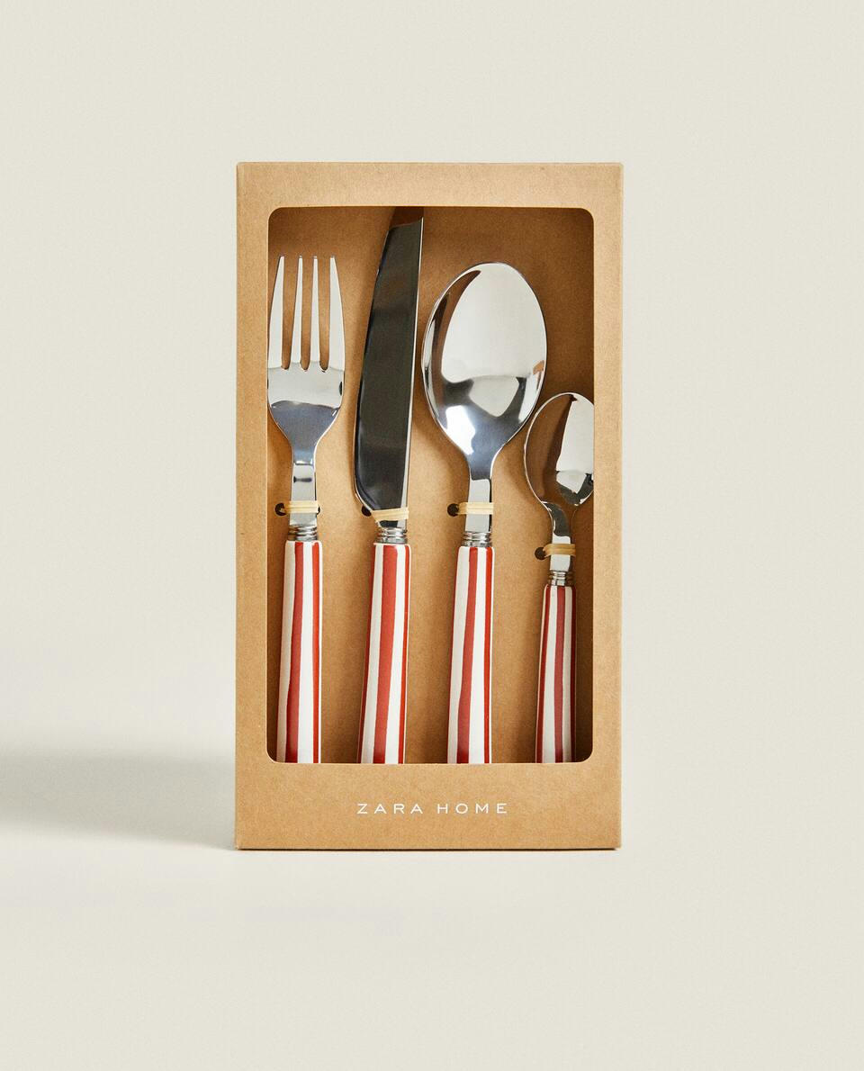 STRIPED CUTLERY SET (4 PIECES)
