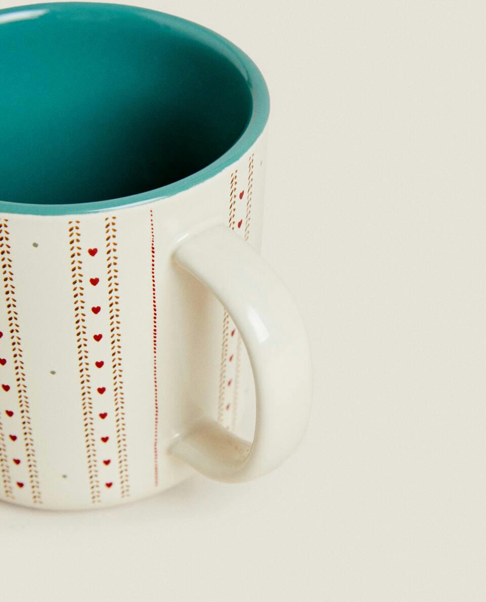 CHILDREN’S CHRISTMAS BUNNY RABBIT STONEWARE MUG