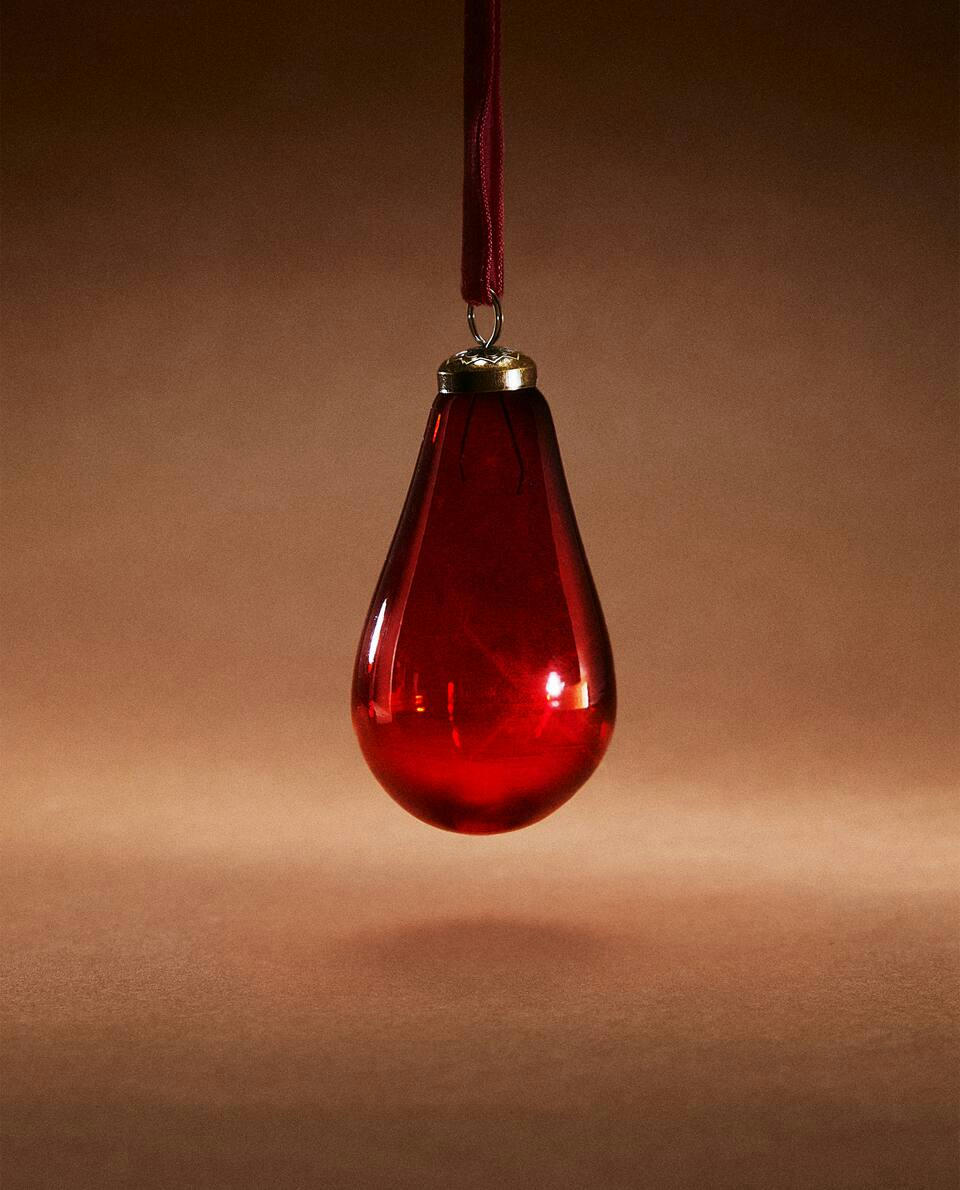GLASS PEAR CHRISTMAS DECORATION