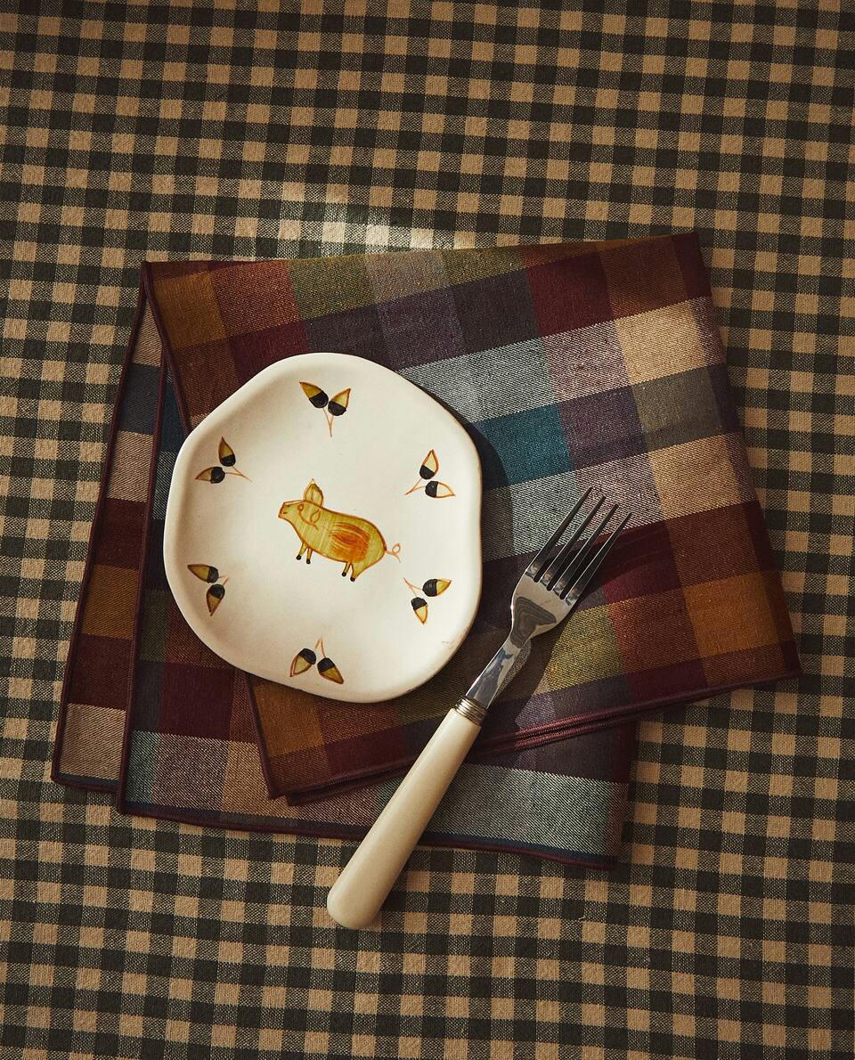 PACK OF CHECK COTTON LINEN NAPKIN (PACK OF 4)